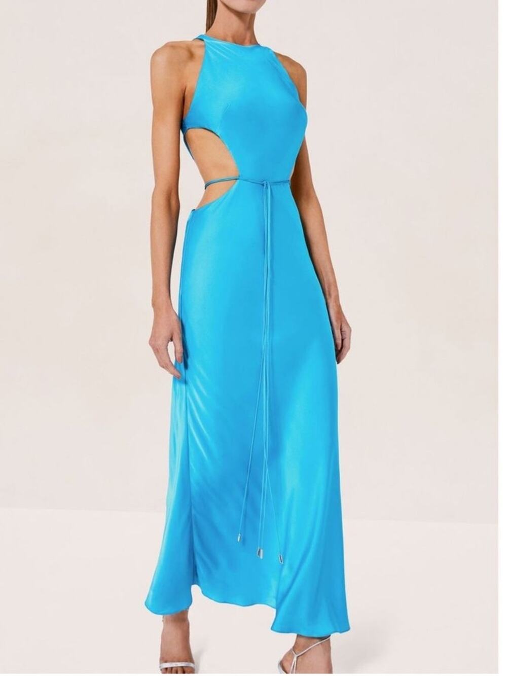 Alexis Women’s Lune Sleeveless Column Waist Cutout Maxi Dress Sapphire Blue S